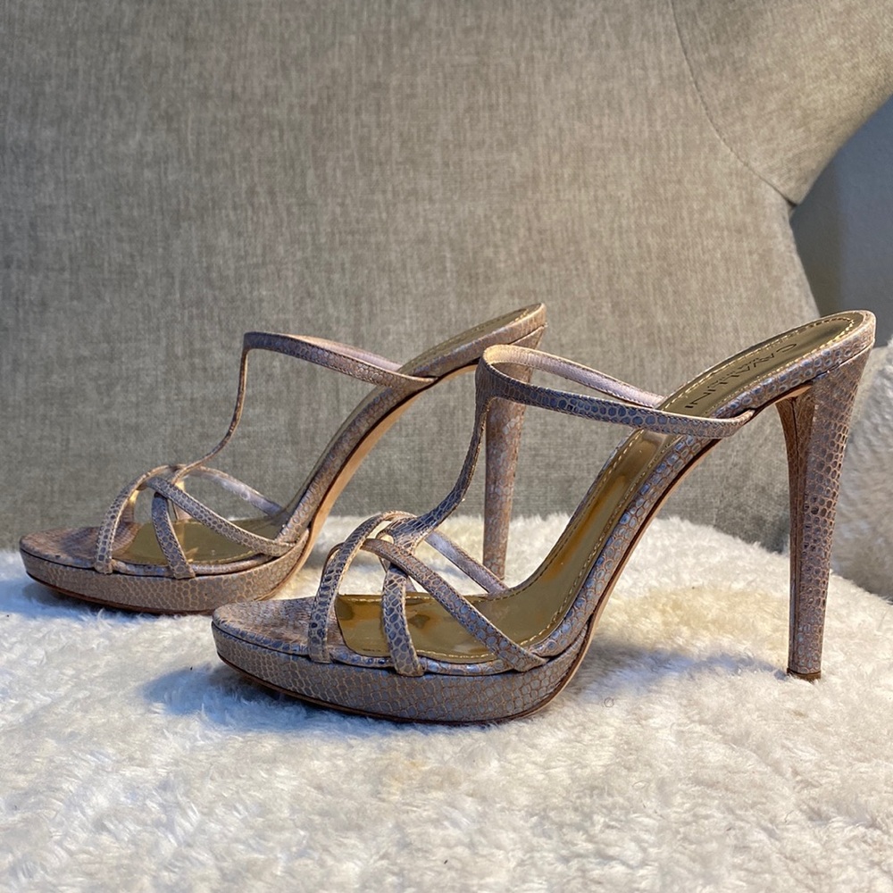 Cavallini Mule Sandal - Silver, Gray, Tan/Pink, Reptile Print